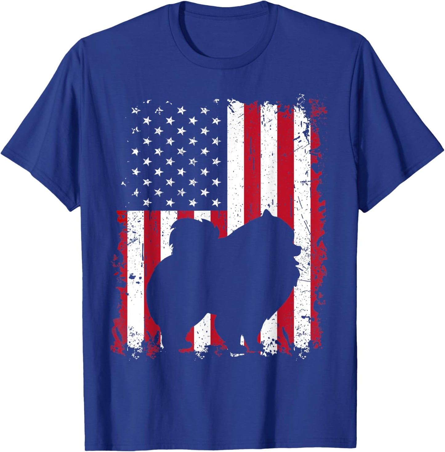 Pomeranian 4th of July Patriotic American USA Flag Gift T-Shirt - T-Shirt | Royal