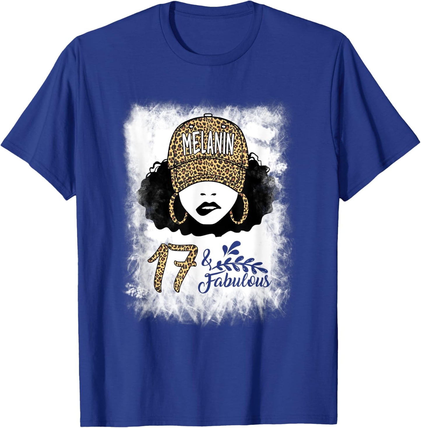 17th Birthday Fabulous Melanin Leopard 17 Year Old Women T-Shirt - T-Shirt | Royal