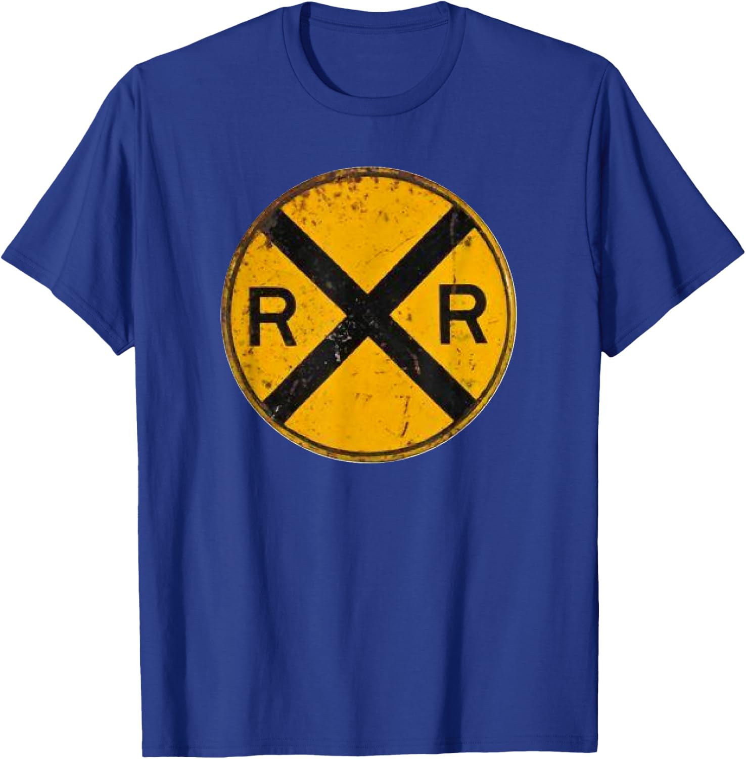 Vintage Railroad Crossing Sign Worker Engineer T-Shirt - T-Shirt | Royal