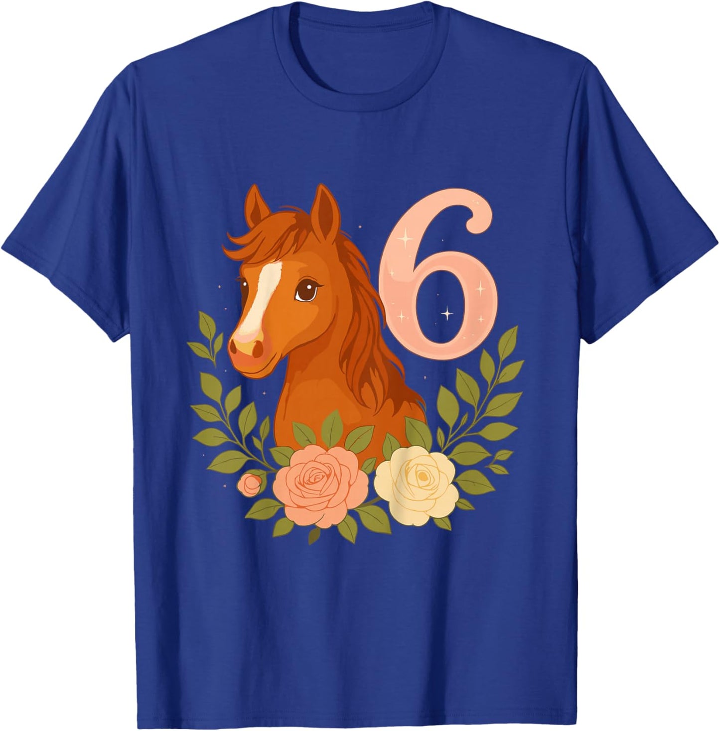 6. Geburtstag, Mädchen, Pferd, Pony & 6 Jahre altes Mädchen Geburtstag T-Shirt - T-Shirt | Royal