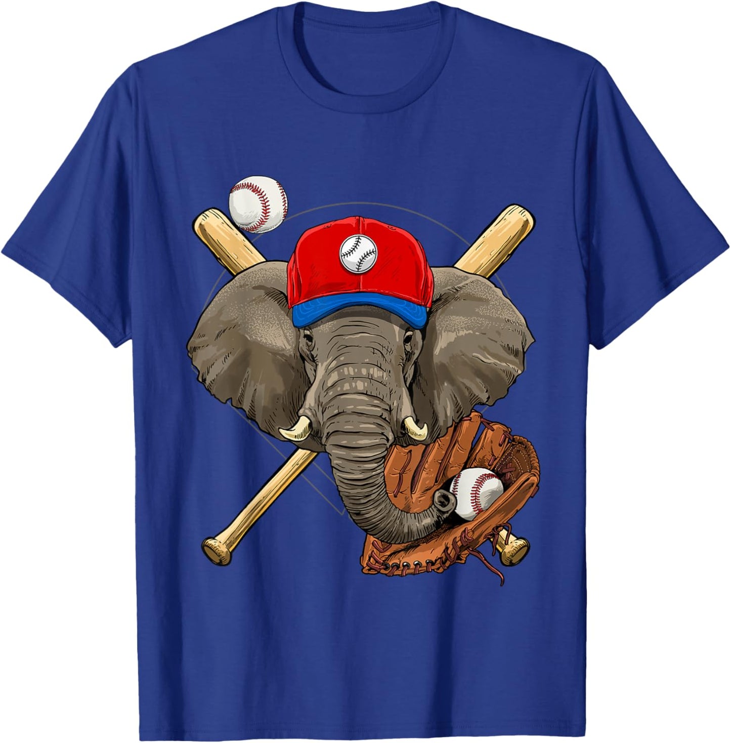 Elephant Baseball Elephant Lovers Baseball Player T-Shirt - T-Shirt | Royal