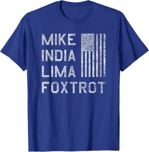 Mike India Lima Foxtrot Us American Flag Fun Milf Humor T-Shirt - T-Shirt | Royal