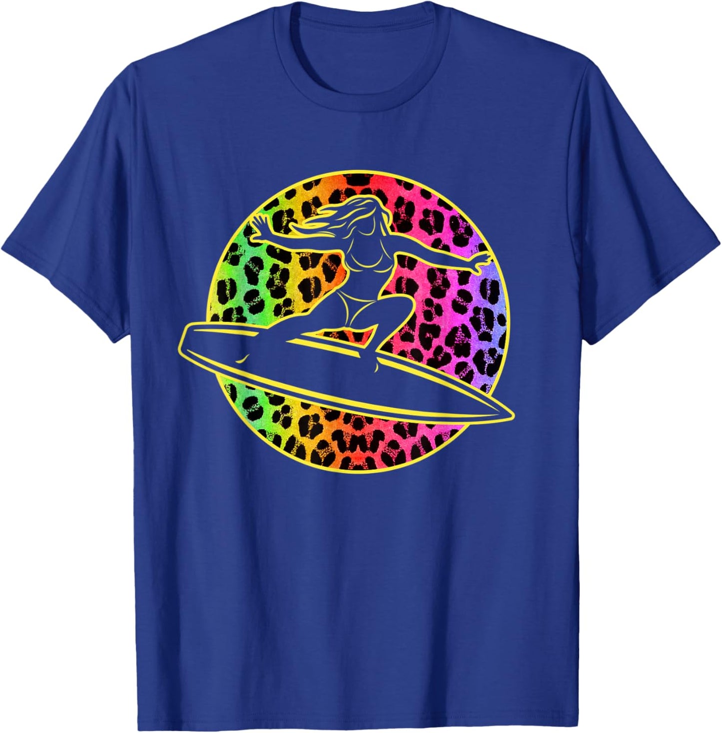 Surfing Girl Water Sports Leopard Surf Art Surfer Women T-Shirt - T-Shirt | Royal
