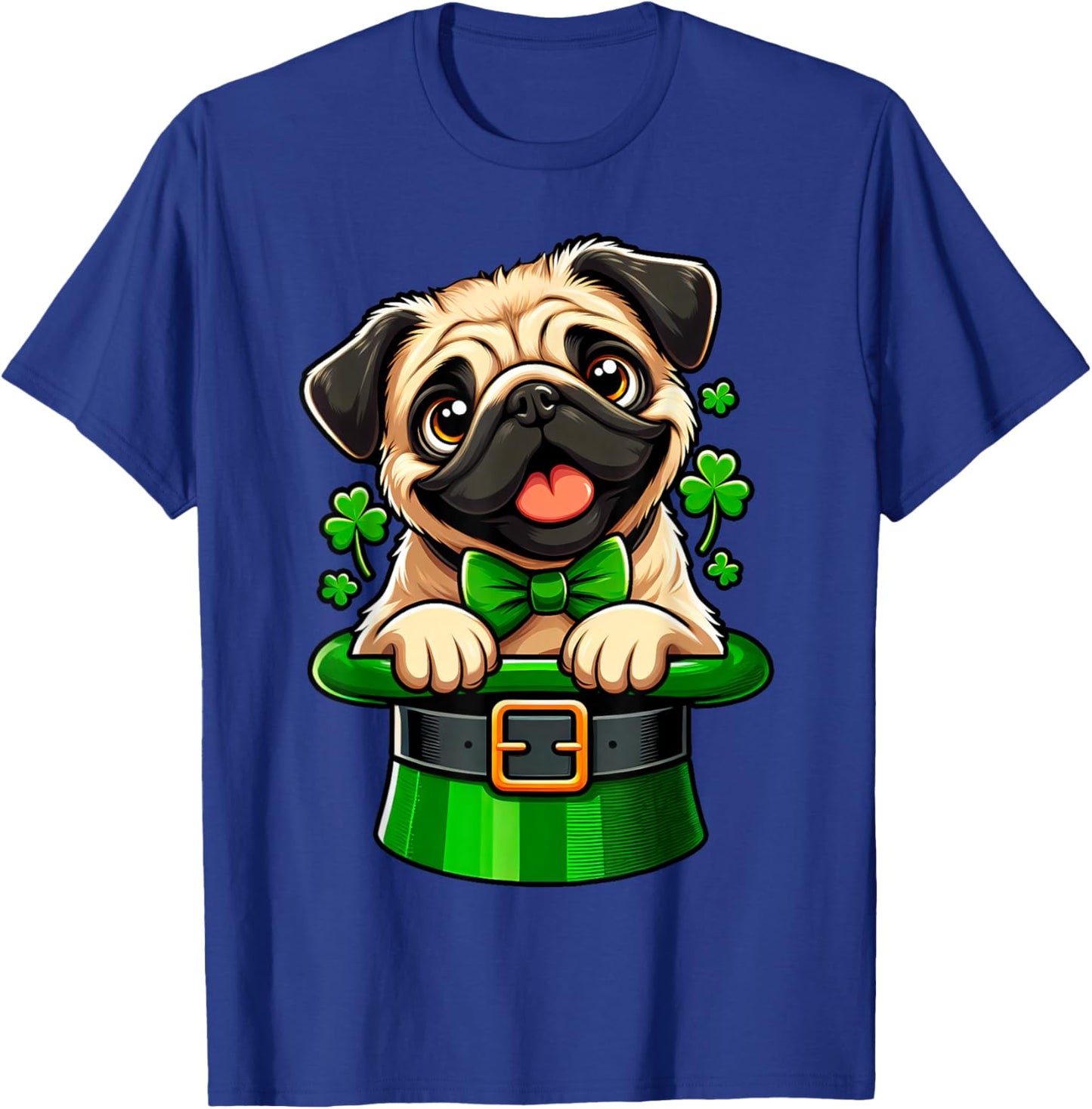 Pug St Patricks Day Leprechaun Shamrock Irish Dog Pug Lover T-Shirt - T-Shirt | Royal