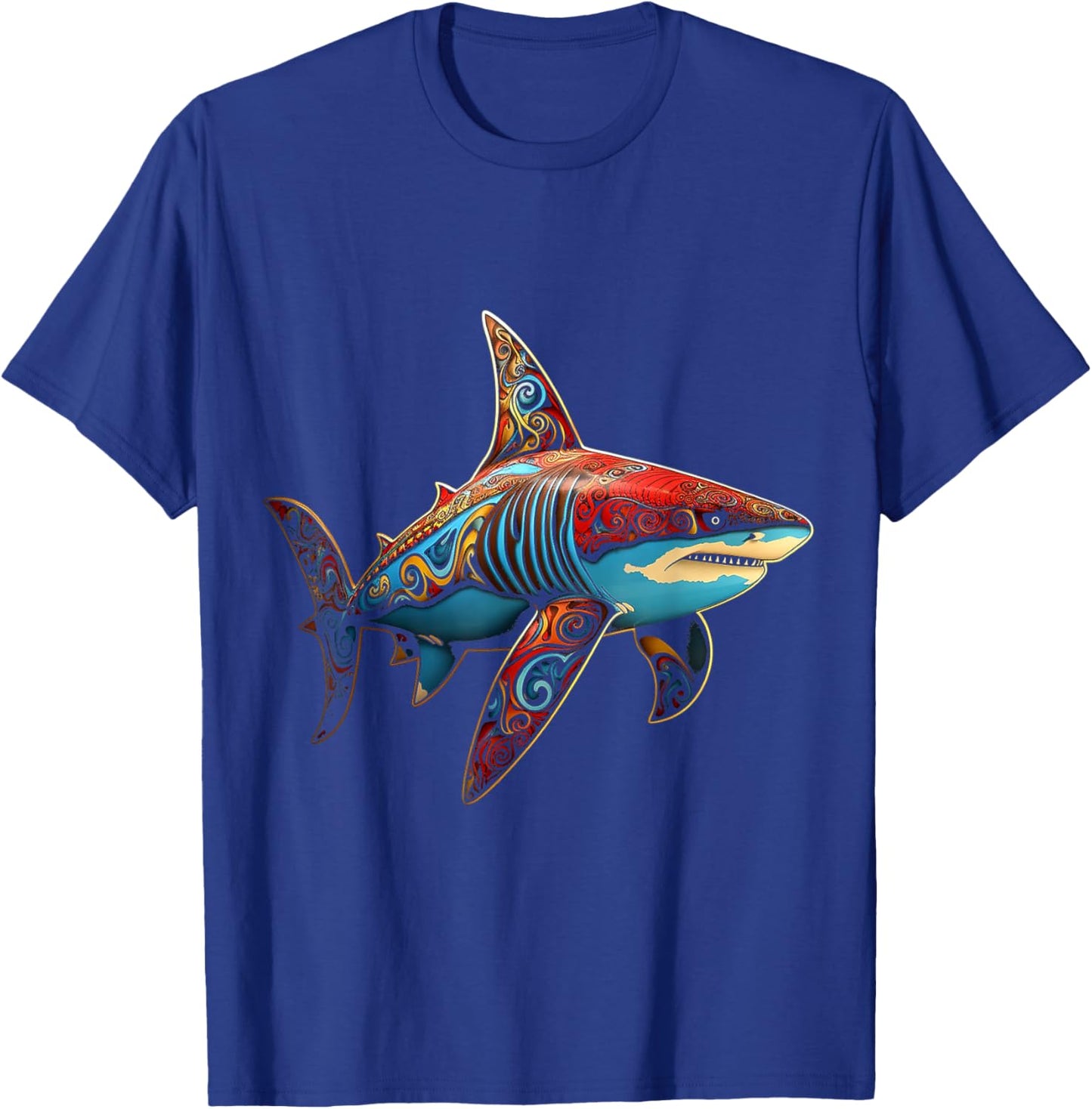 Shark Geometric Animal Anime Abstract Art Shark T-Shirt - T-Shirt | Royal
