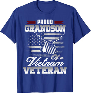 Proud Grandson Of A VietNam Veteran Military Shirt T-Shirt - T-Shirt | Royal