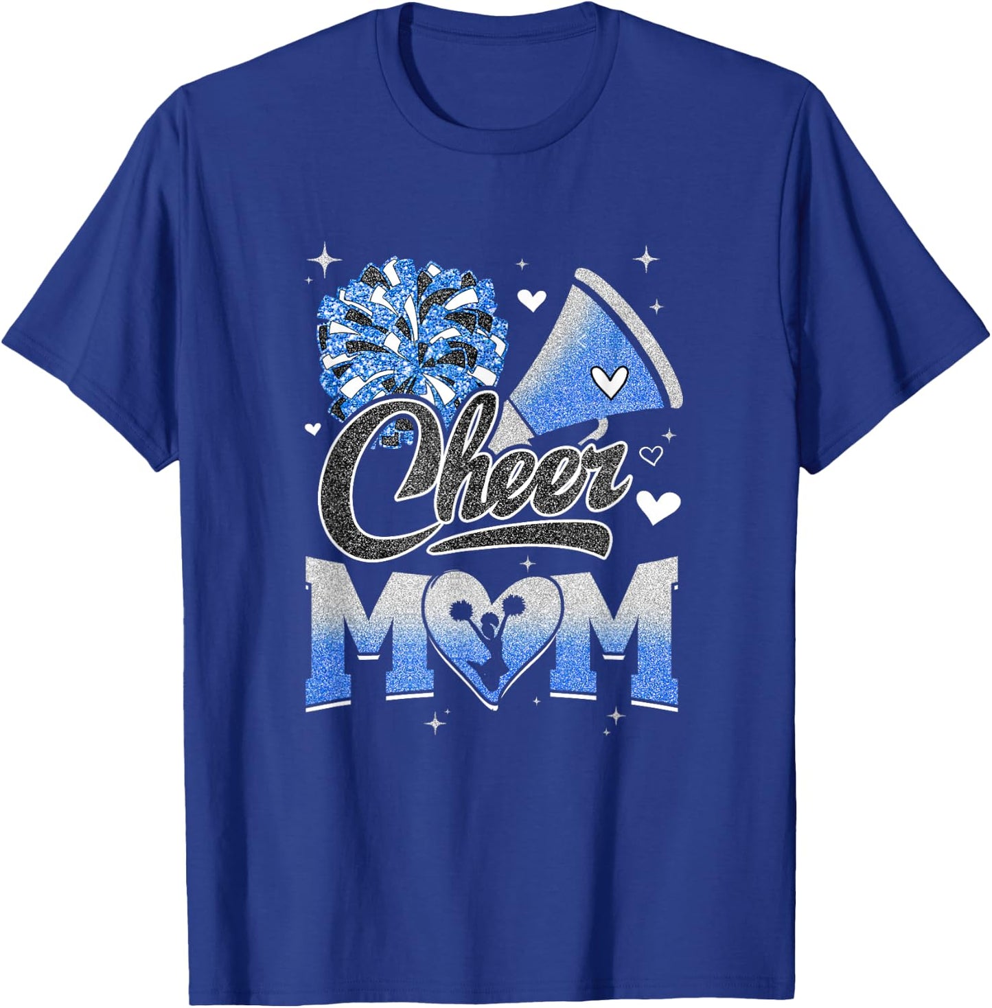 Cheer Mom Blue White Cheerleading Football Fan T-Shirt - T-Shirt | Royal