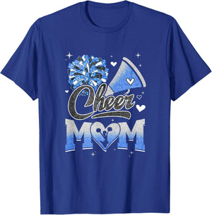 Cheer Mom Blue White Cheerleading Football Fan T-Shirt - T-Shirt | Royal