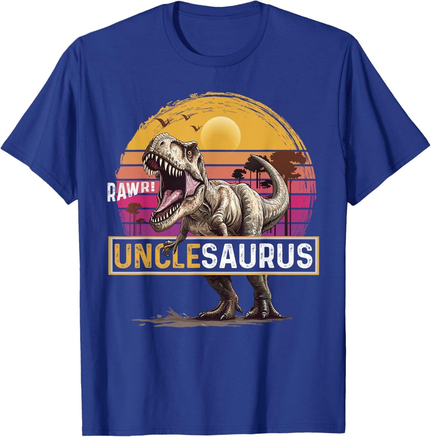 Unclesaurus T Rex Dinosaur Uncle Saurus Family Matching T-Shirt - T-Shirt | Royal