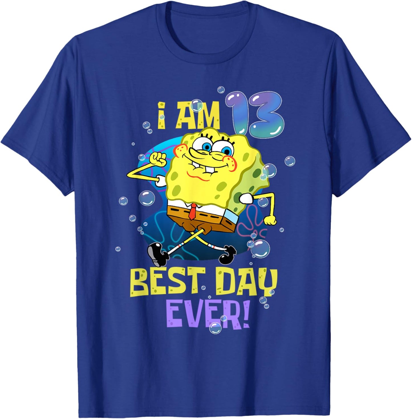 Mademark x SpongeBob SquarePants - Spongebob I Am 13 Best Day Ever 13th Birthday Kids Spongebob T-Shirt - T-Shirt | Royal