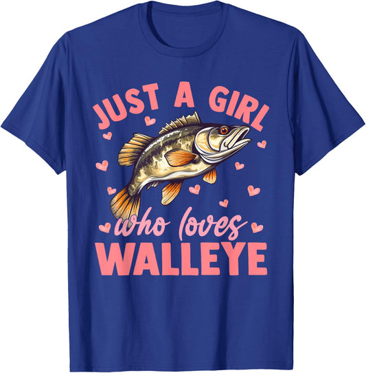 Floral Walleye Fish Just A Girl Who Loves Walleye T-Shirt - T-Shirt | Royal