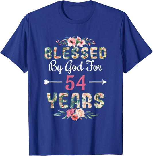 54th Birthday Man Woman Blessed by god for 54 years T-Shirt - T-Shirt | Royal