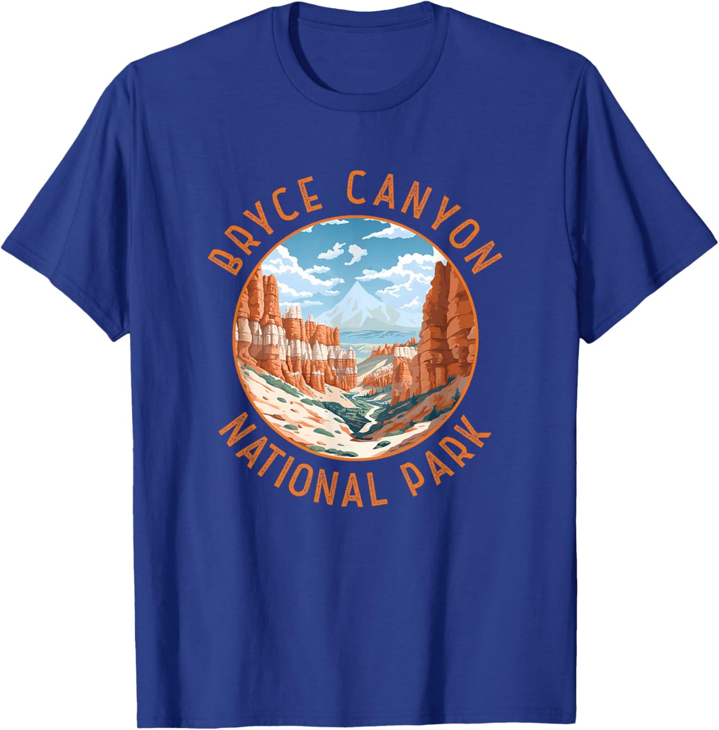 Bryce Canyon National Park Illustration Distressed Circle T-Shirt - T-Shirt | Royal