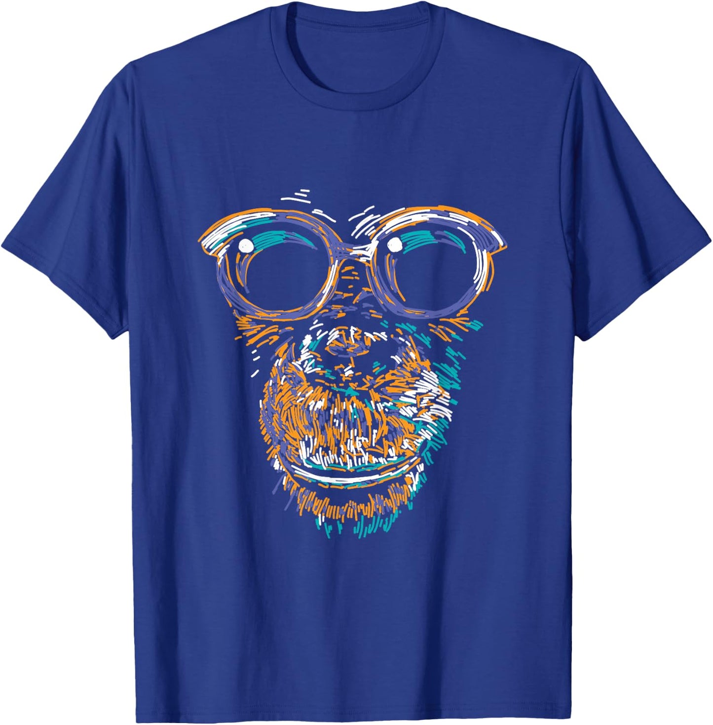 Cool Monkey Face Silhouette Animal Lover Monkey With Glasses T-Shirt - T-Shirt | Royal