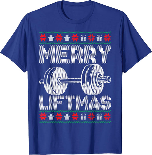 Merry Liftmas Ugly Christmas Gym Workout Funny Fitness T-Shirt - T-Shirt | Royal