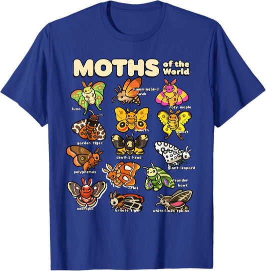 Moth Shirt for Insect Moth Lovers Moths Animals of The World T-Shirt - T-Shirt | Royal