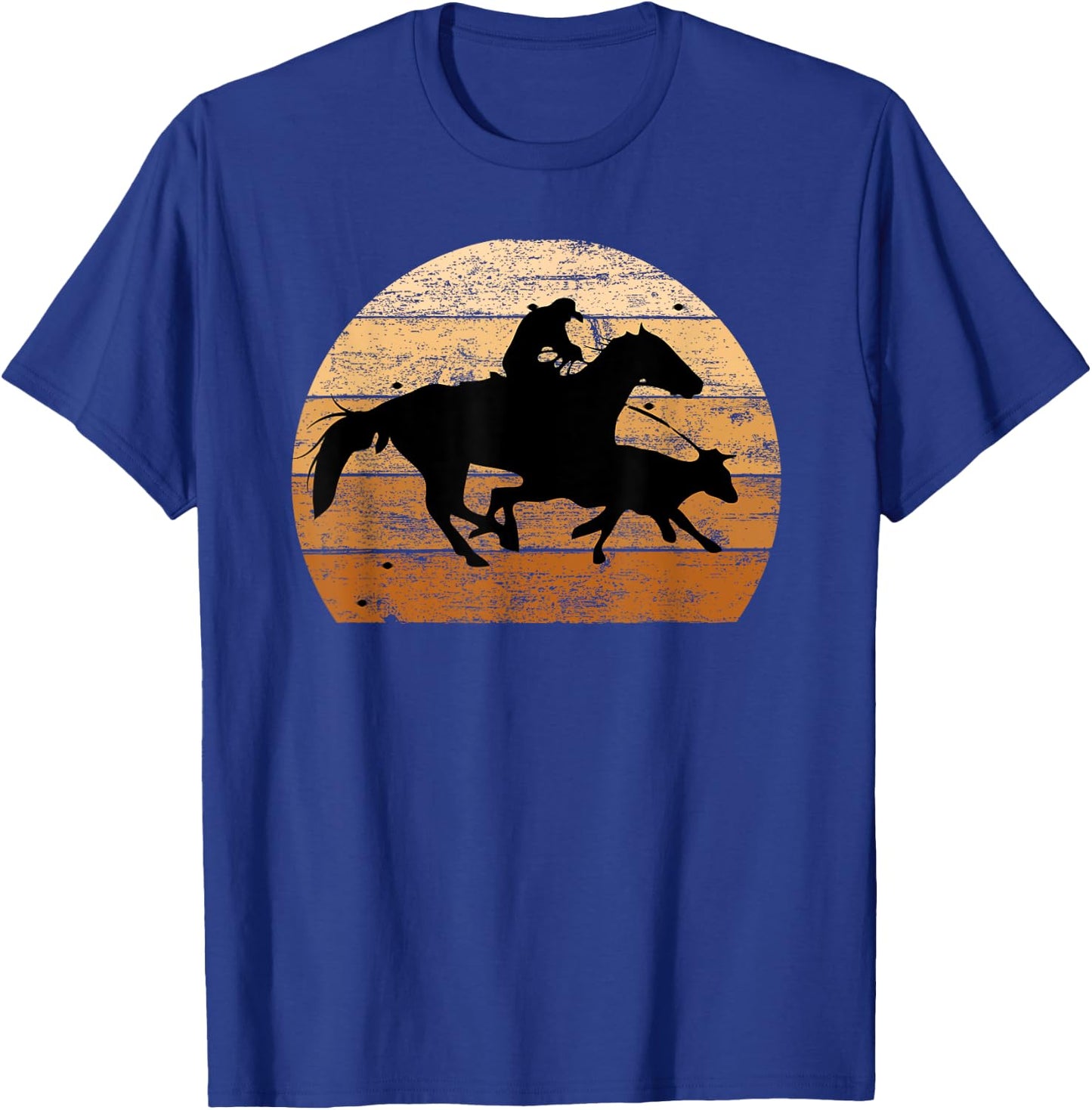 Brown Distressed Style Western Cow Horse Calf Roping T-Shirt - T-Shirt | Royal