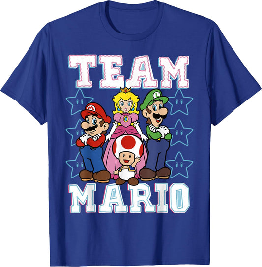 Super Mario Team Mario Group Shot T-Shirt - T-Shirt | Royal