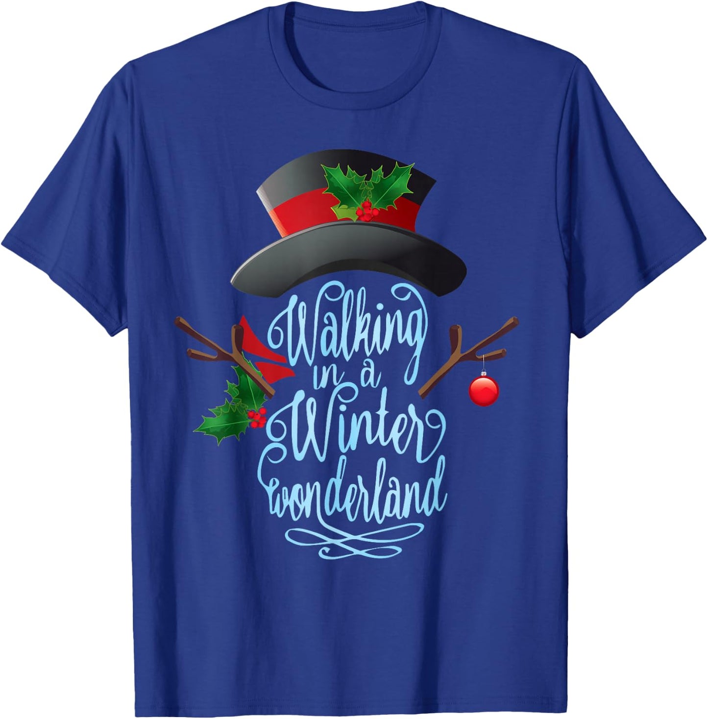 Walking in a Winter Wonderland Snowman Vintage Christmas T-Shirt - T-Shirt | Royal