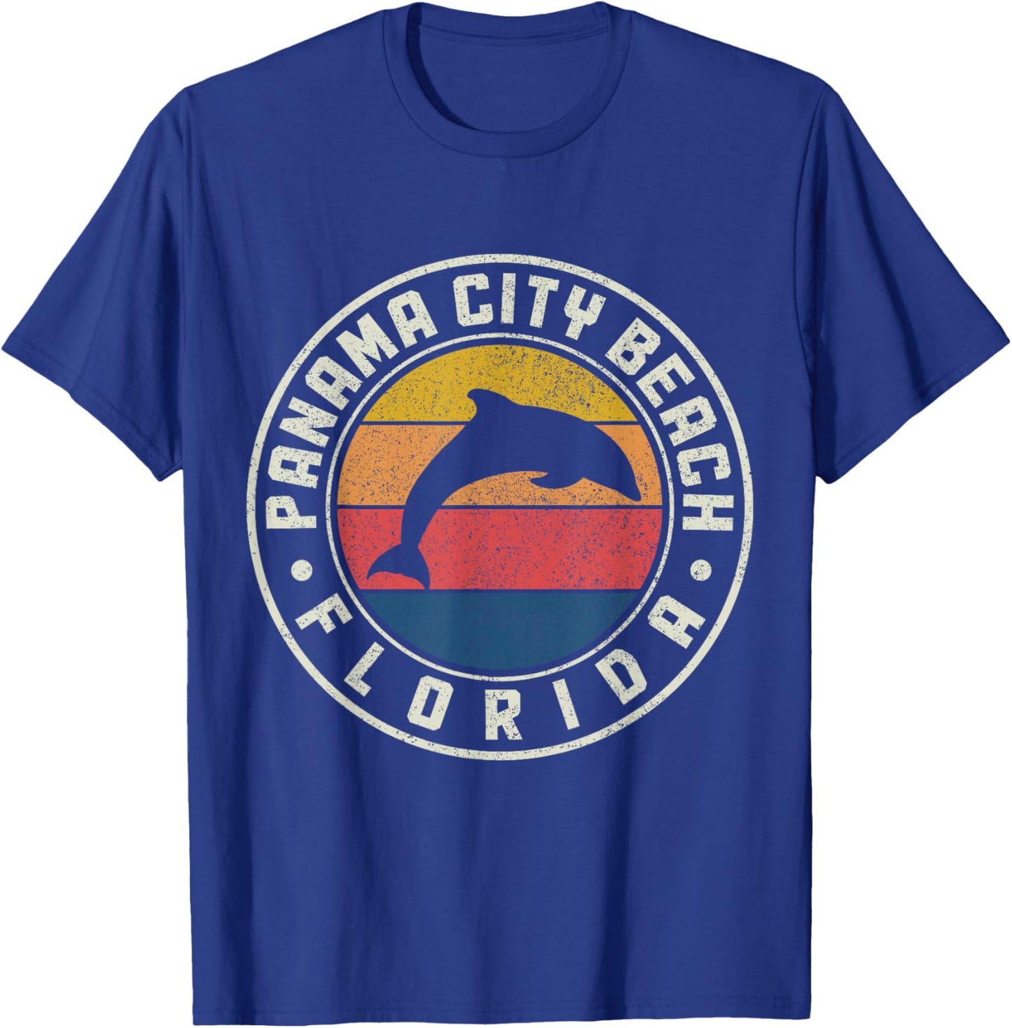 Panama City Beach Florida Dolphin Souvenir Vintage T-Shirt - T-Shirt | Royal