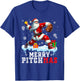 Merry Pitchmas Christmas Santa Pitcher Playing Softball T-Shirt - T-Shirt | Royal