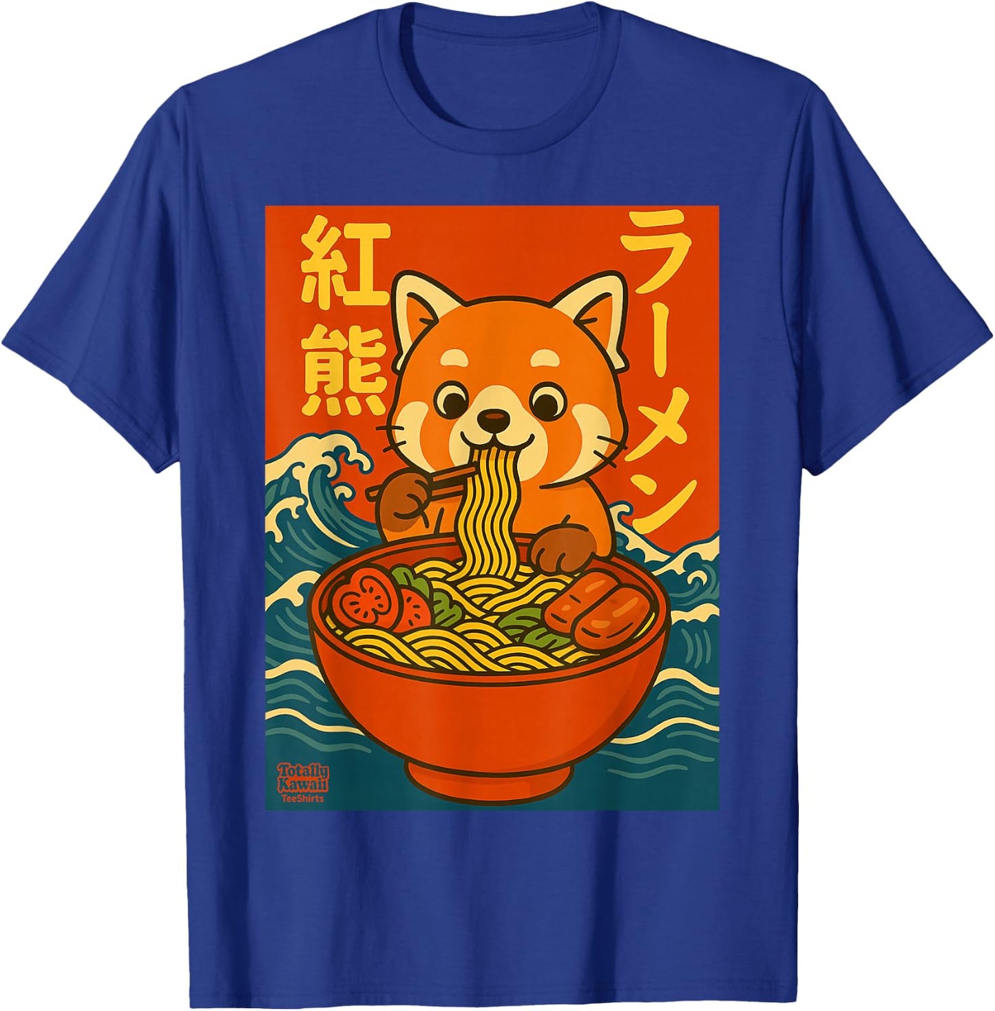 Kawaii Ramen Red Panda Anime Japanese Noodles Cute T-Shirt - T-Shirt | Royal