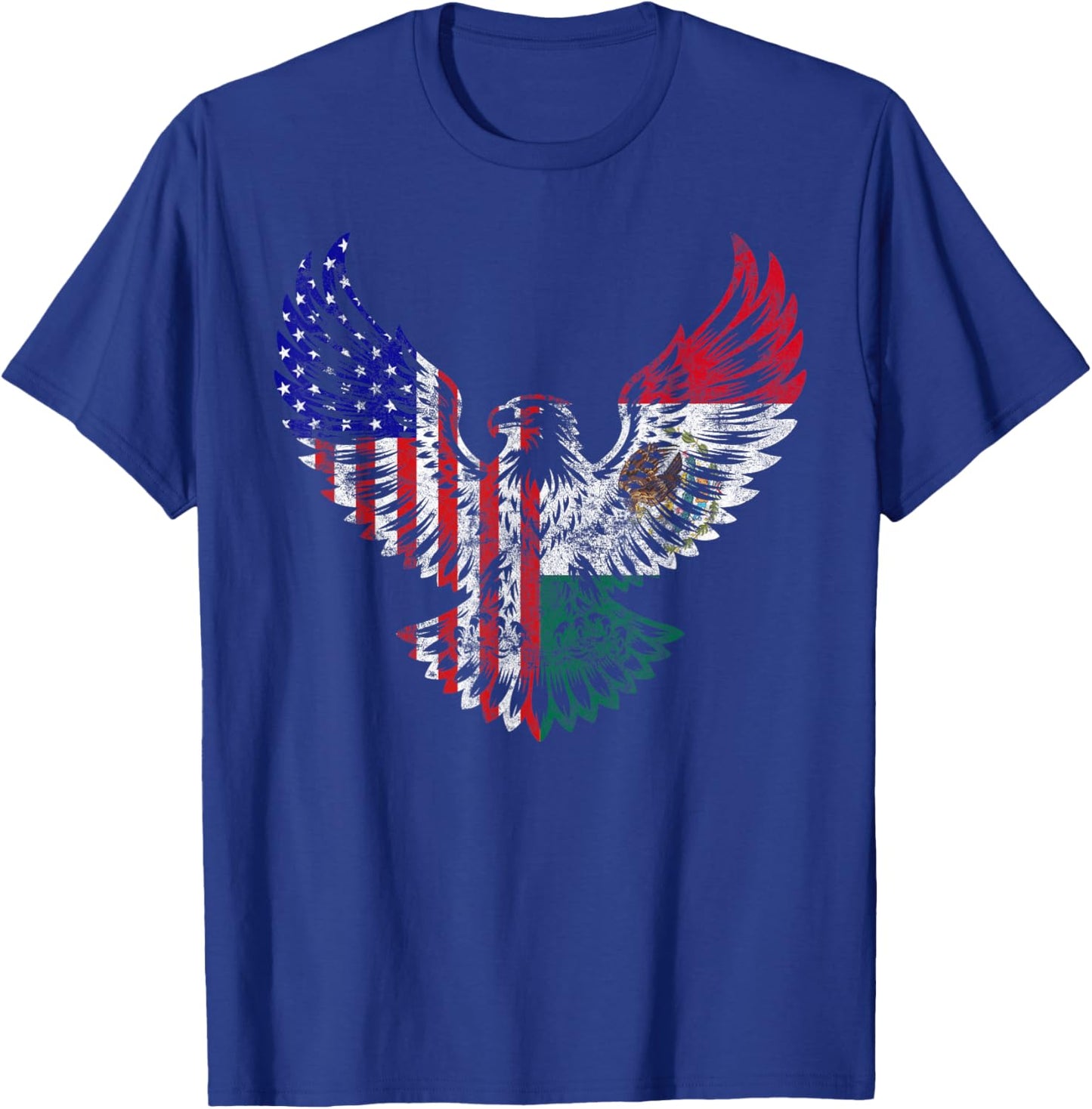 American Mexican Heritage America Mexico Flag Eagle T-Shirt - T-Shirt | Royal