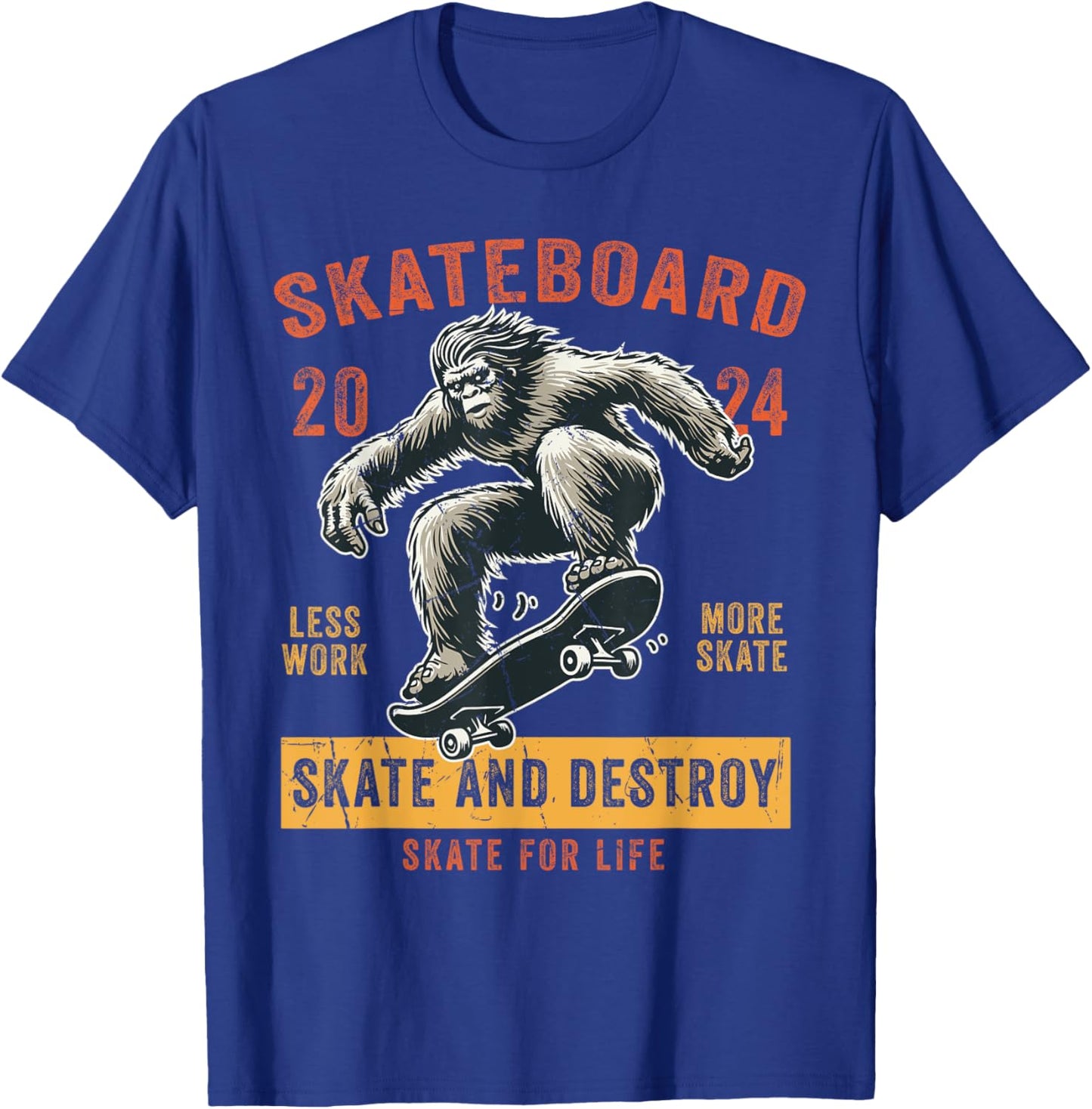Skateboard Funny Skateboarding Vintage Bigfoot Skater T-Shirt - T-Shirt | Royal