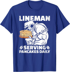 Lineman Serving Pancakes Daily Football Offensive Lineman T-Shirt - T-Shirt | Royal