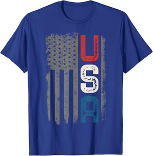 American Flag Vintage USA Patriotic Distressed American Flag T-Shirt - T-Shirt | Royal