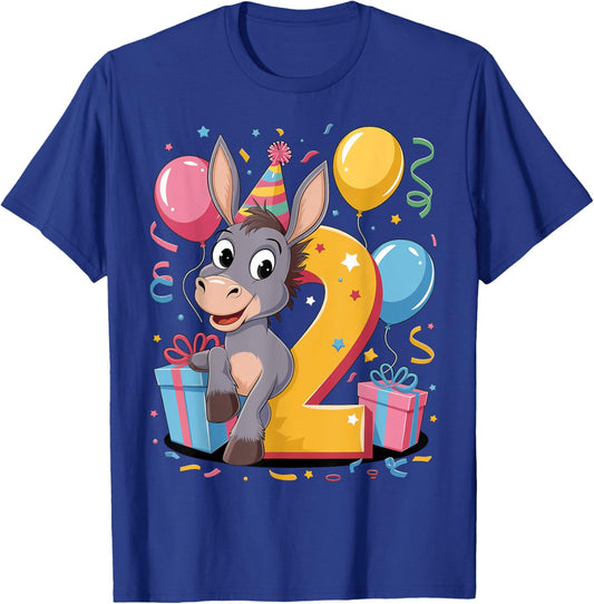 Donkey 2nd birthday boy girl 2 years old second two Donkey T-Shirt - T-Shirt | Royal