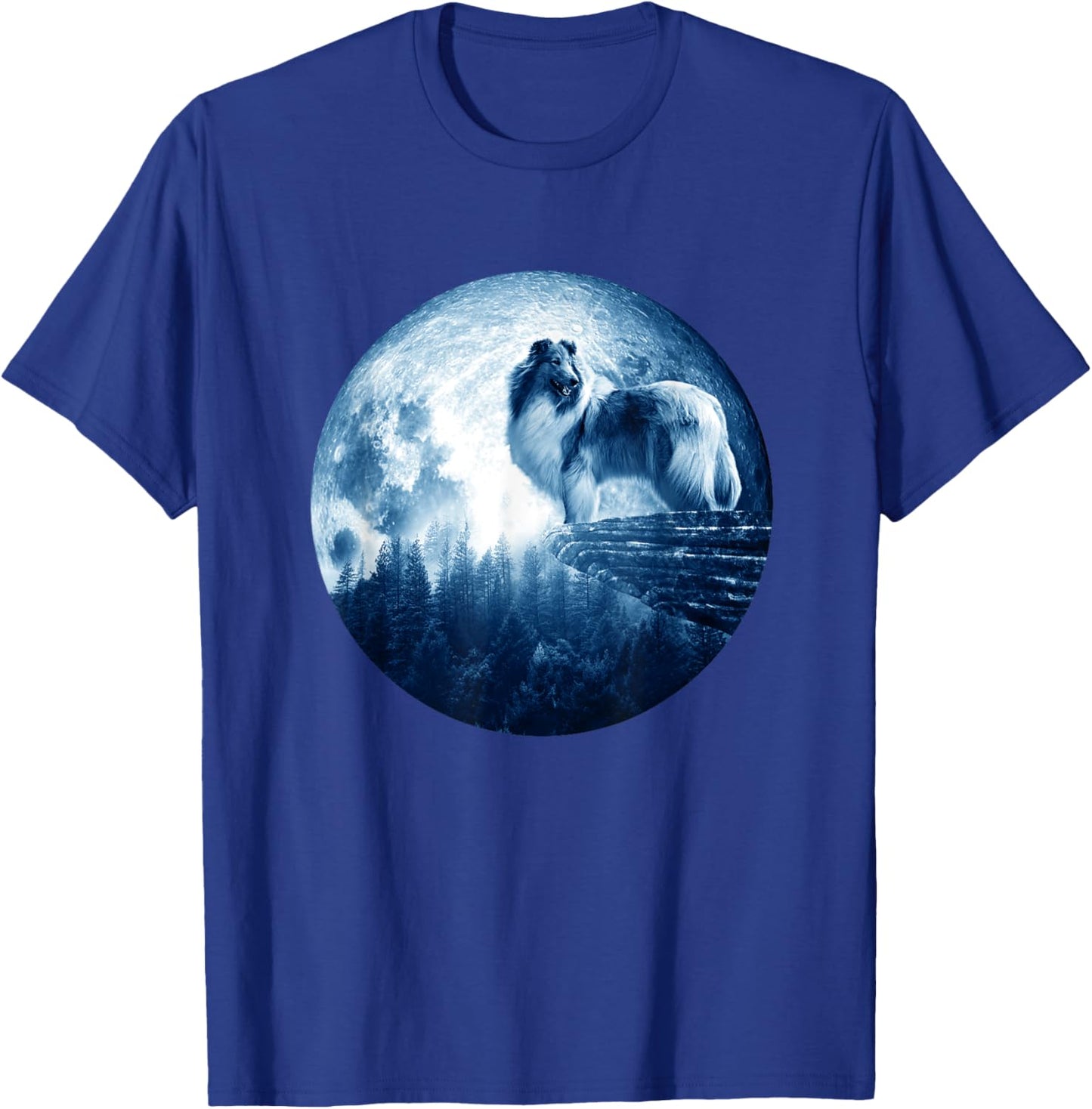 Rough Collie Dog Moon Dog Mom Dad Women Men Dog Lovers T-Shirt - T-Shirt | Royal