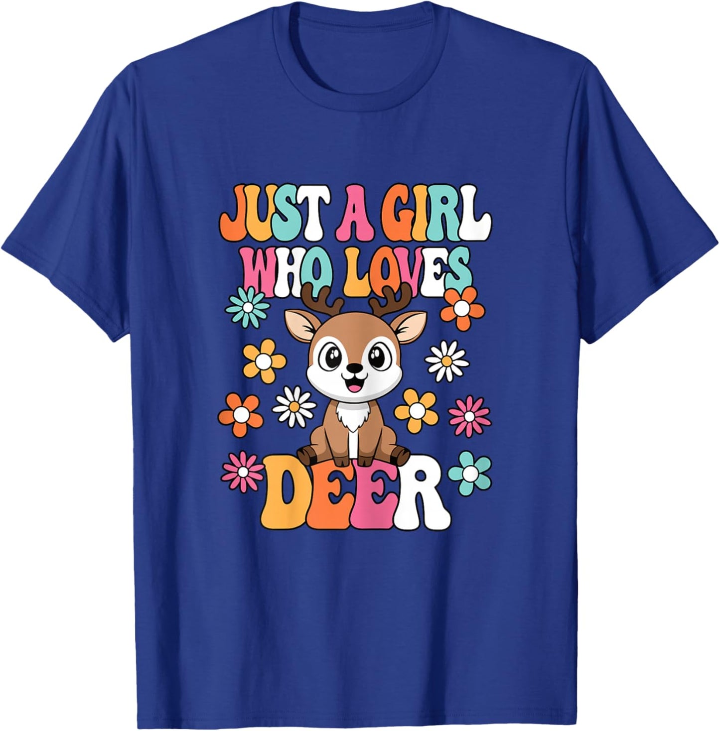Just A Girl Who Loves Deer Cute Deer Lover Girls Kids T-Shirt - T-Shirt | Royal