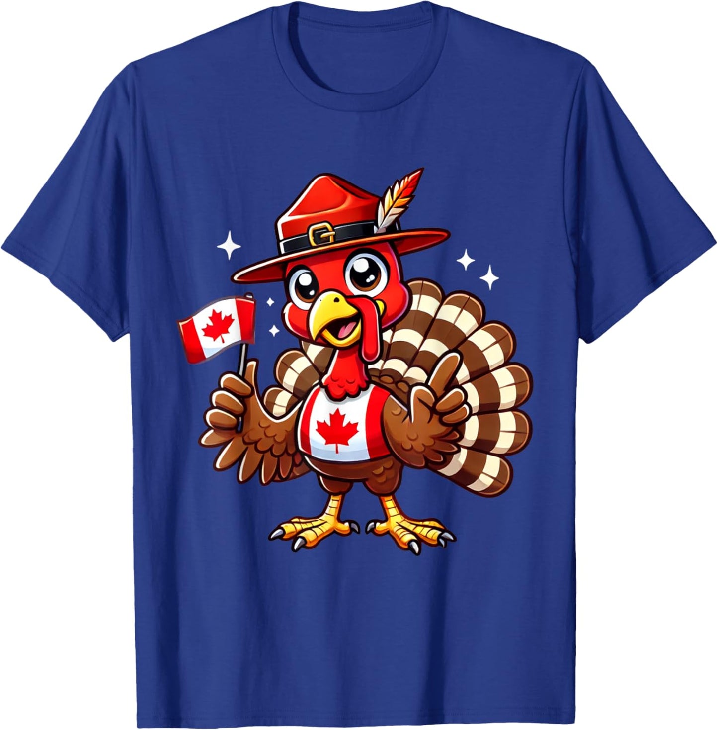 Funny Turkey Graphic Canada Flag Happy Canadian Thanksgiving T-Shirt - T-Shirt | Royal