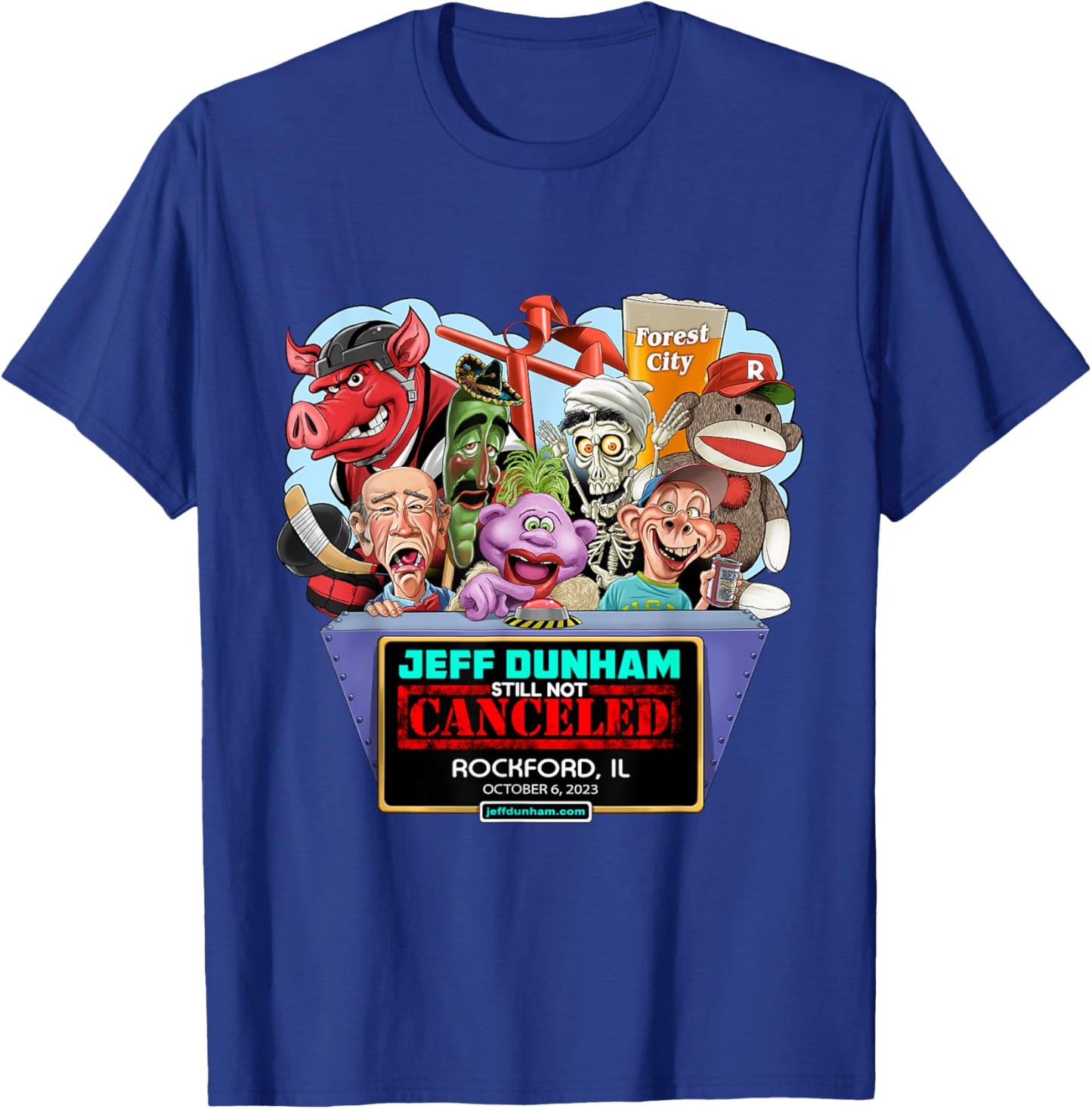 Jeff Dunham Rockford, IL (2023) T-Shirt - T-Shirt | Royal