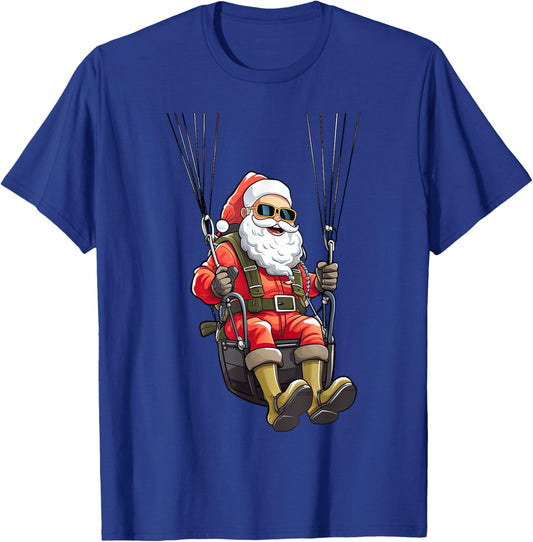 Christmas Santa's Airborne Sleigh Ride Parachuting Xmas T-Shirt - T-Shirt | Royal