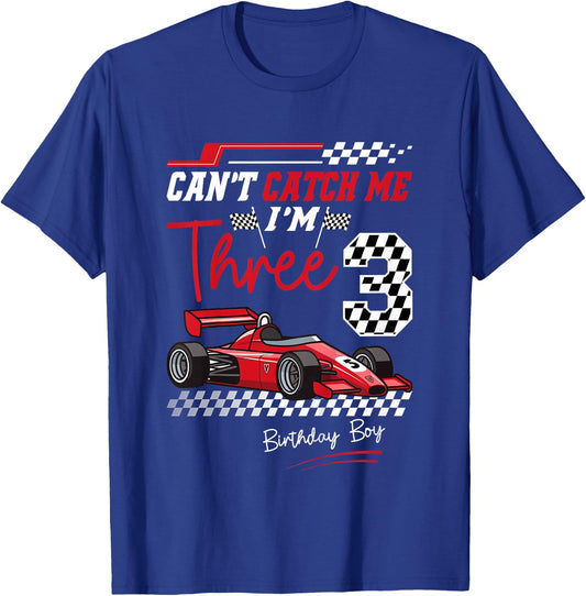 Can’t Catch Me I’m 3 Super Red Racing Car 3rd Birthday T-Shirt - T-Shirt | Royal