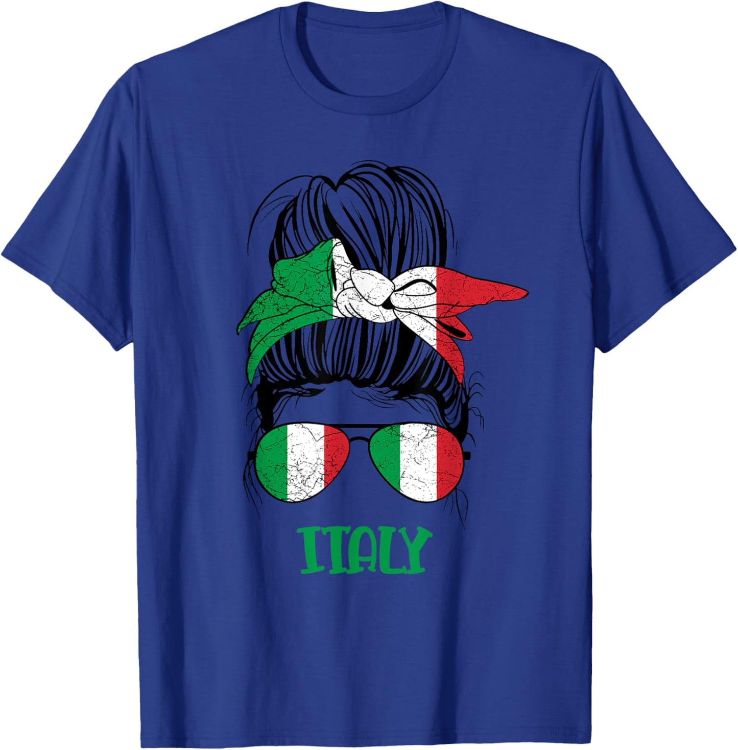Italian Girl Messy bun For Girl Italy Flag Women Italia T-Shirt - T-Shirt | Royal