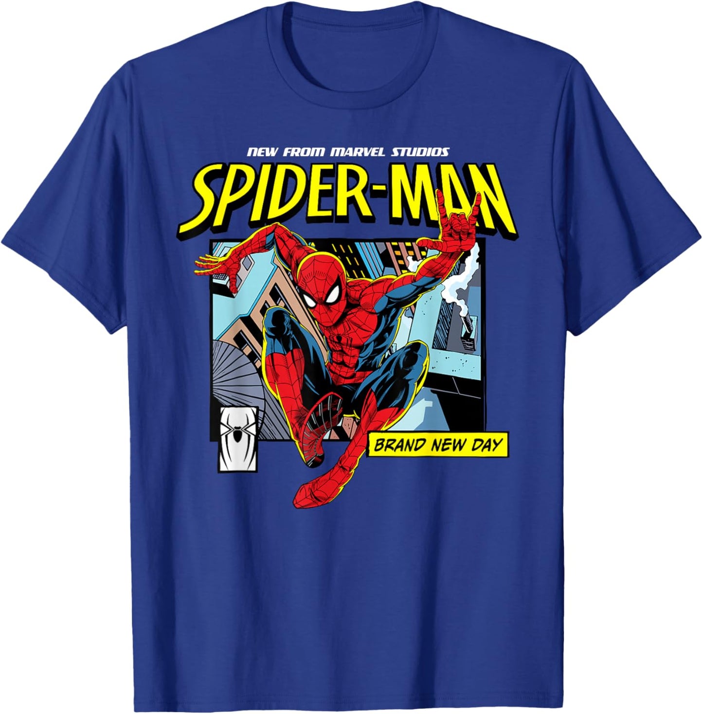 Marvel Studios Spider-Man Day Rooftop Comic Panel T-Shirt - T-Shirt | Royal