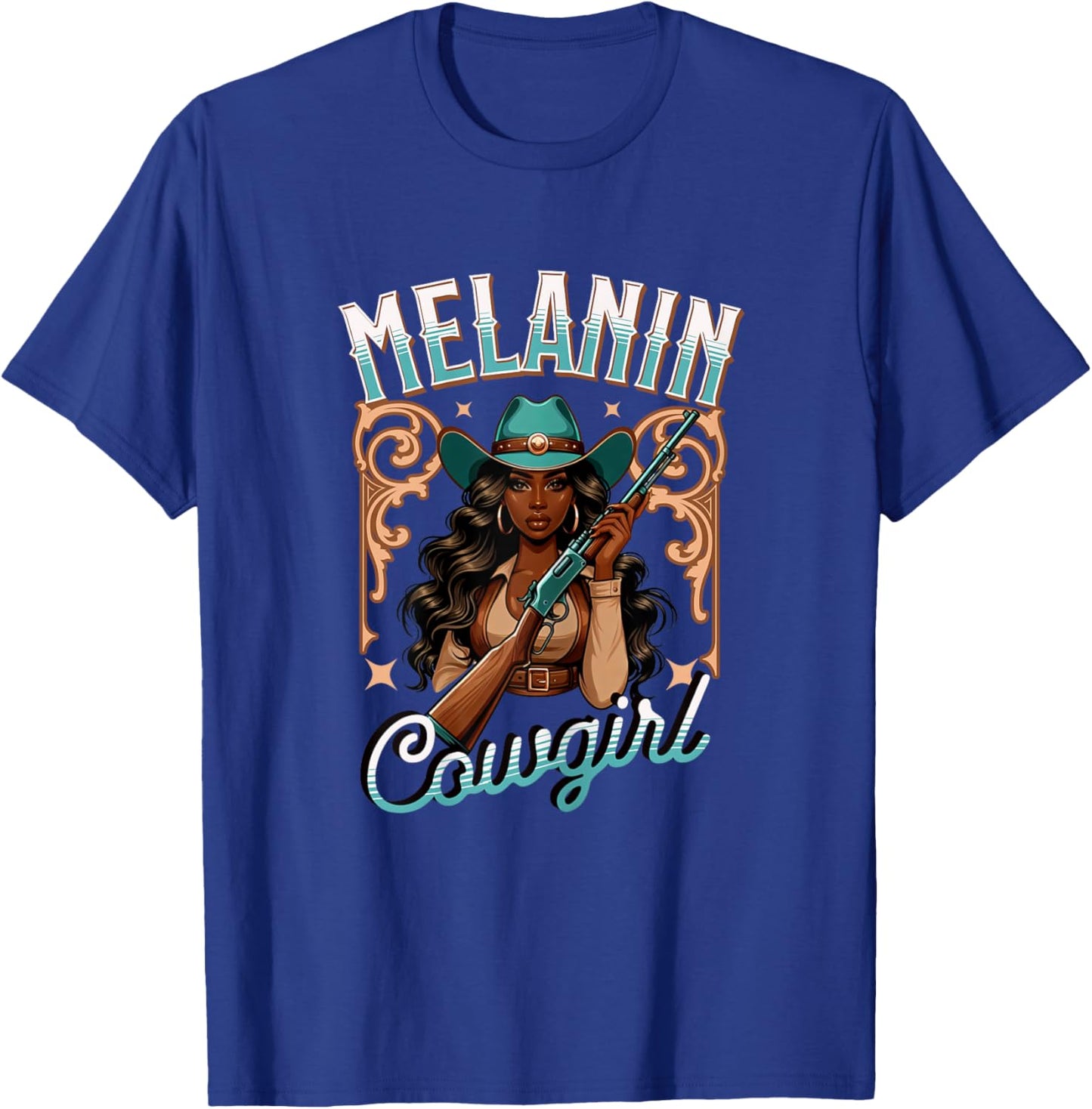 Melanin Cowgirl Rodeo Queen Country Girl African American T-Shirt - T-Shirt | Royal