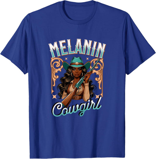 Melanin Cowgirl Rodeo Queen Country Girl African American T-Shirt - T-Shirt | Royal