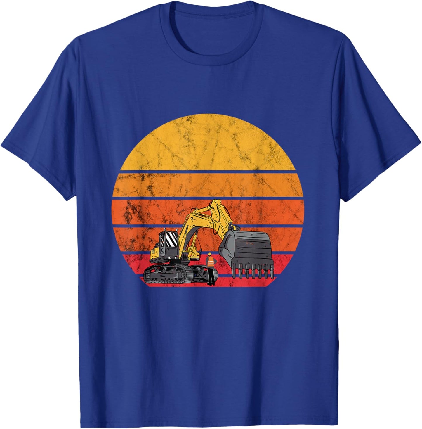 Digging Excavator Vintage Retro Construction Vehicle Backhoe T-Shirt - T-Shirt | Royal