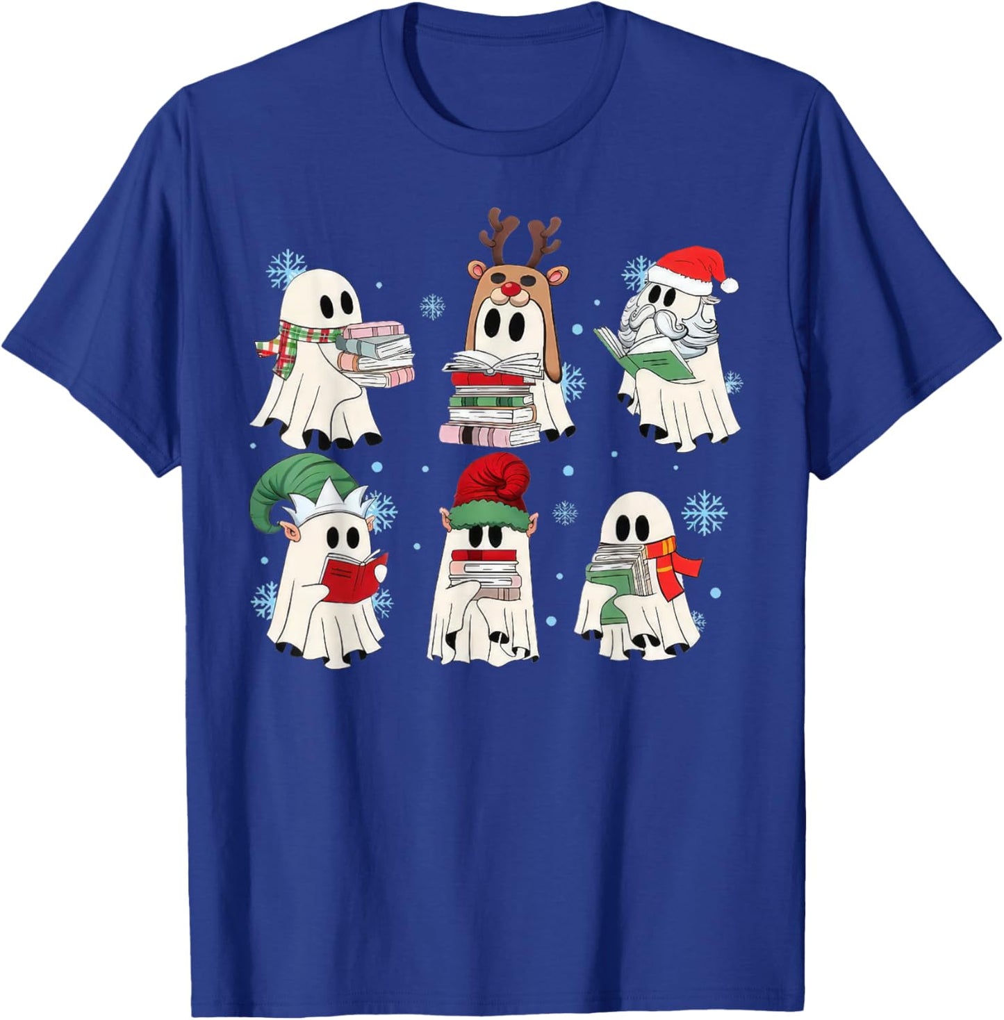 Ghost Santa Elf Squad Read Books Bookish Librarian Christmas T-Shirt - T-Shirt | Royal