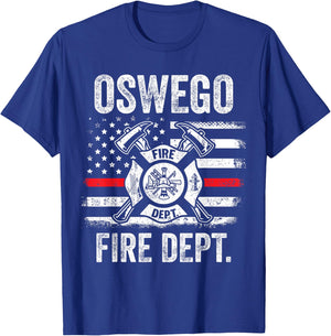 Oswego New York Fire Department Thin Red Line Fireman T-Shirt - T-Shirt | Royal