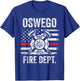 Oswego New York Fire Department Thin Red Line Fireman T-Shirt - T-Shirt | Royal