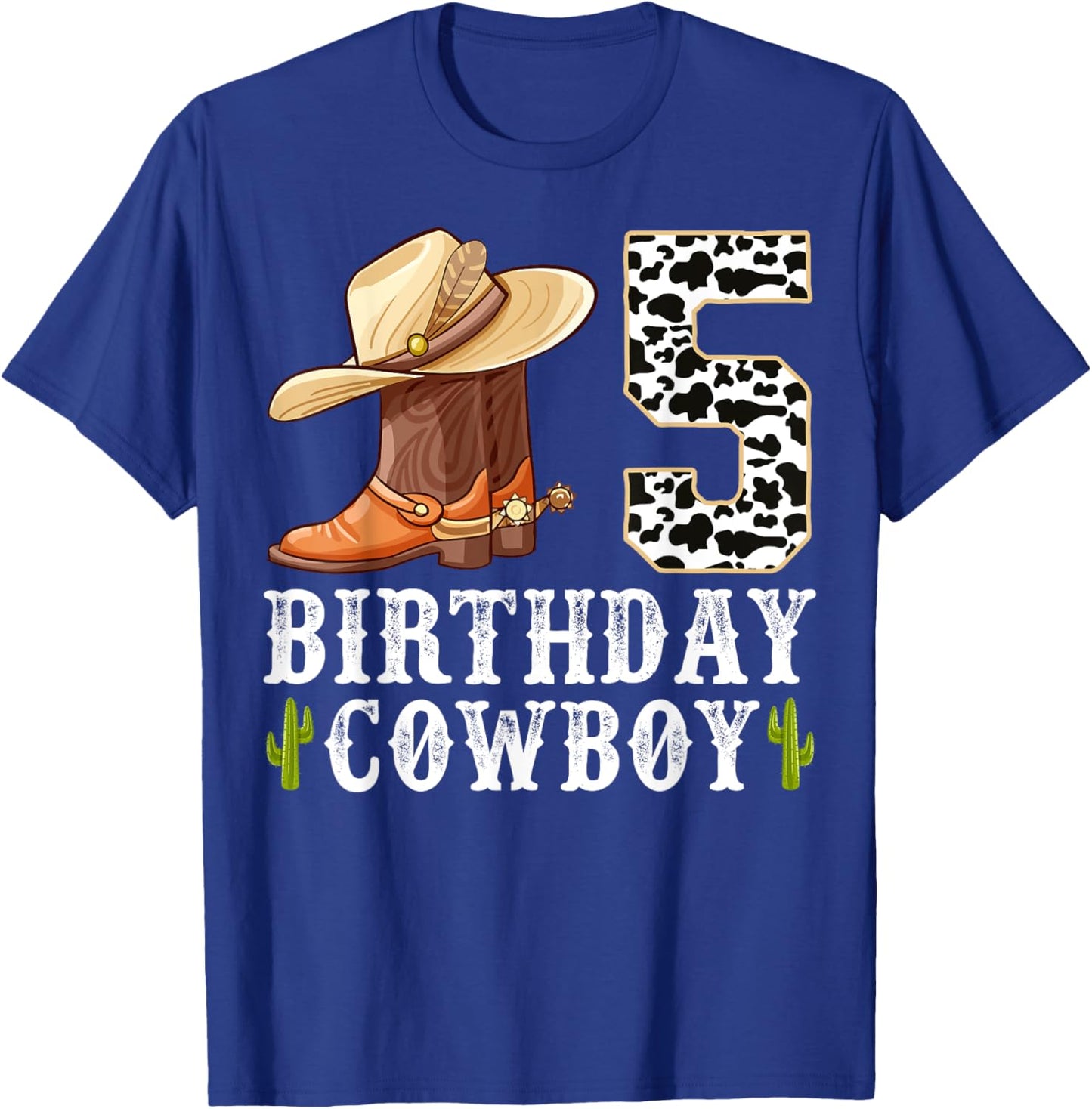 5th Birthday Cowboy Kid 5 Years Old Rodeo Lover Party T-Shirt - T-Shirt | Royal
