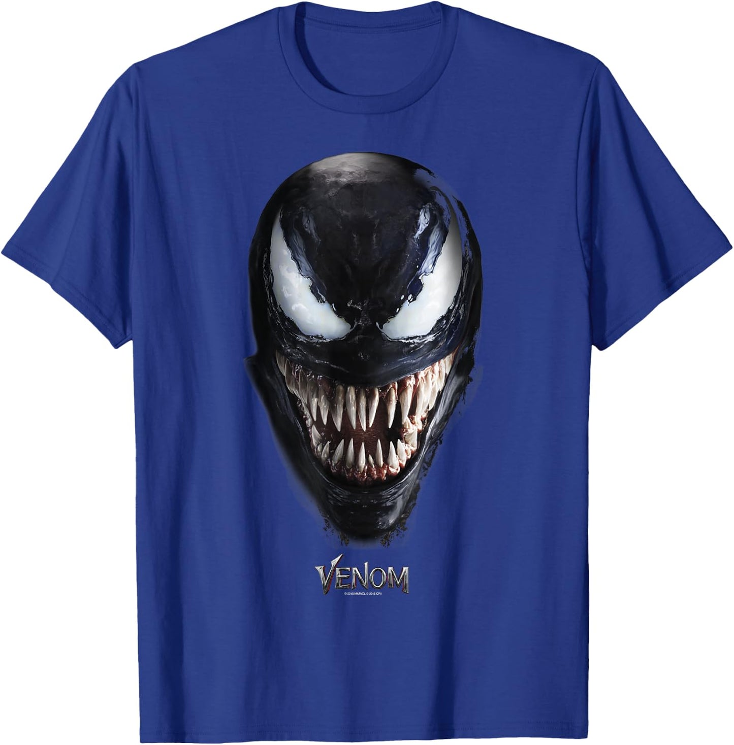 Marvel Venom Up Close Face Grin Small T-Shirt - T-Shirt | Royal
