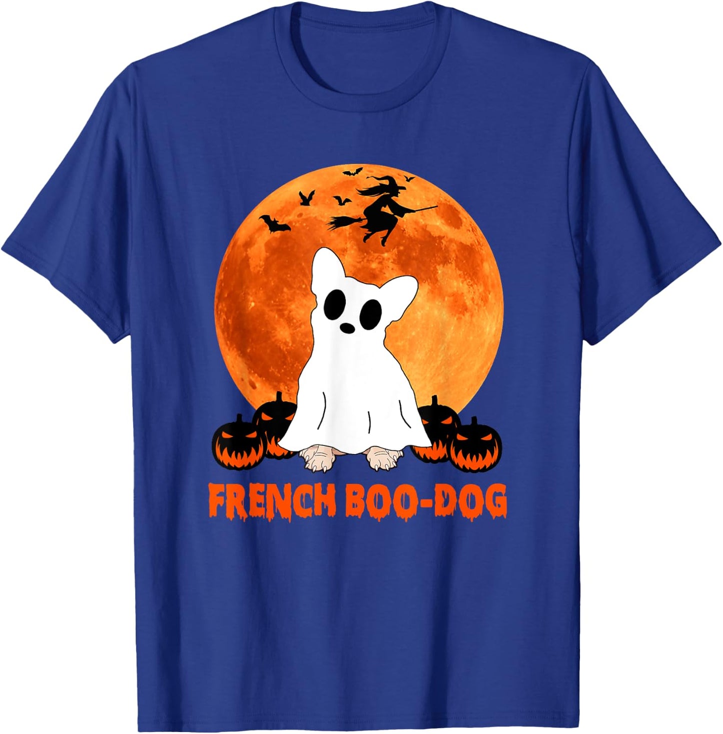 French Boo-Dog Funny French Bulldog Halloween Men Women Kids T-Shirt - T-Shirt | Royal