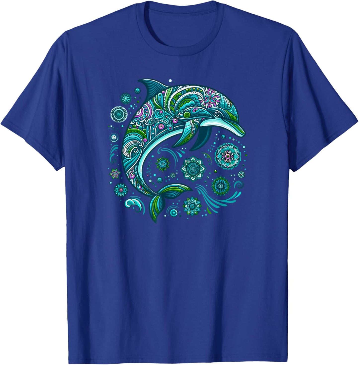 Mandala Türkis Blau Zen Delfin T-Shirt - T-Shirt | Royal