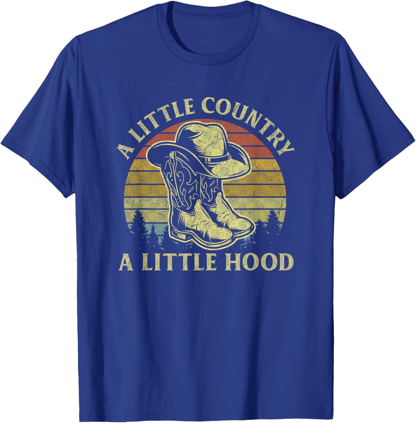 Little Country Little Hood Vintage Cowboy Hat Country Music T-Shirt - T-Shirt | Royal